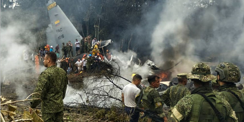 Accidente de avi&oacute;n militar en Colombia deja 66 muertos